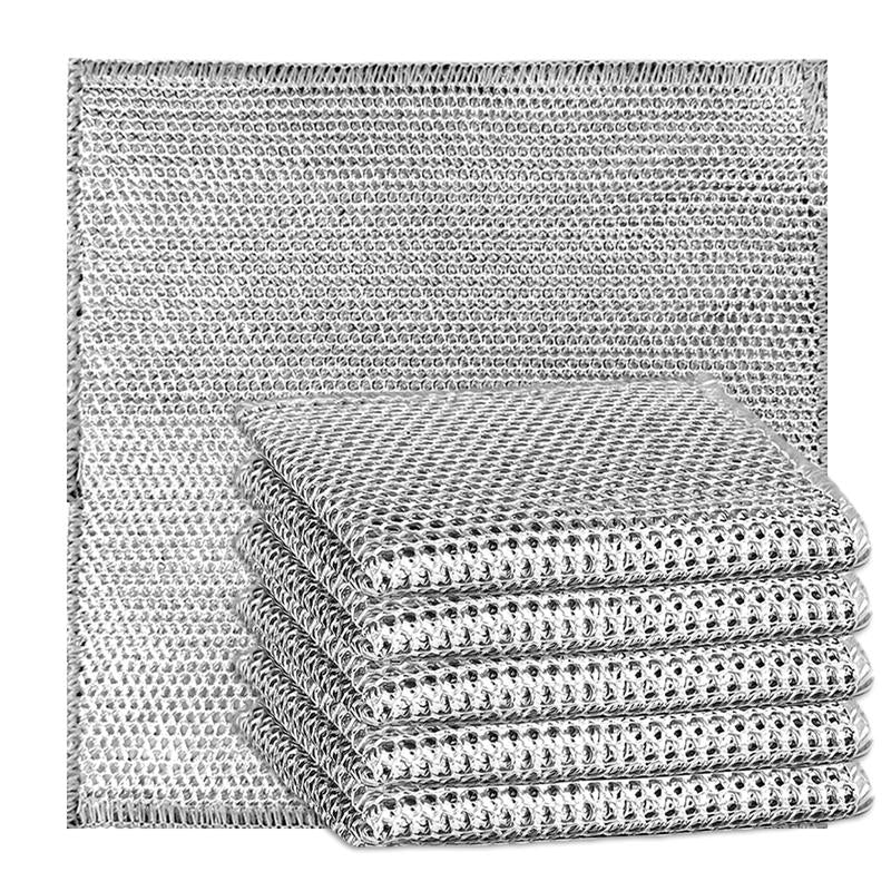 Multipurpose Wire Miracle Cleaning Cloths, Wire Dishwashing Rags, 2024 New Scrubbing Wire Dishwashing Rags Non-Scratch Kitchen Wire Dishcloth, Premium Metal Wire Dishwashing Cloths Scrubs Cleans for Dishes