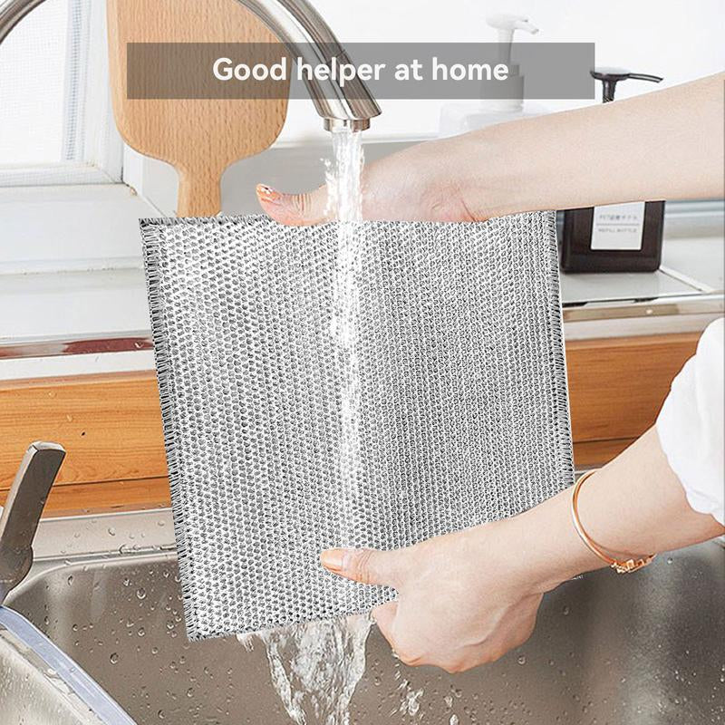 Multipurpose Wire Miracle Cleaning Cloths, Wire Dishwashing Rags, 2024 New Scrubbing Wire Dishwashing Rags Non-Scratch Kitchen Wire Dishcloth, Premium Metal Wire Dishwashing Cloths Scrubs Cleans for Dishes