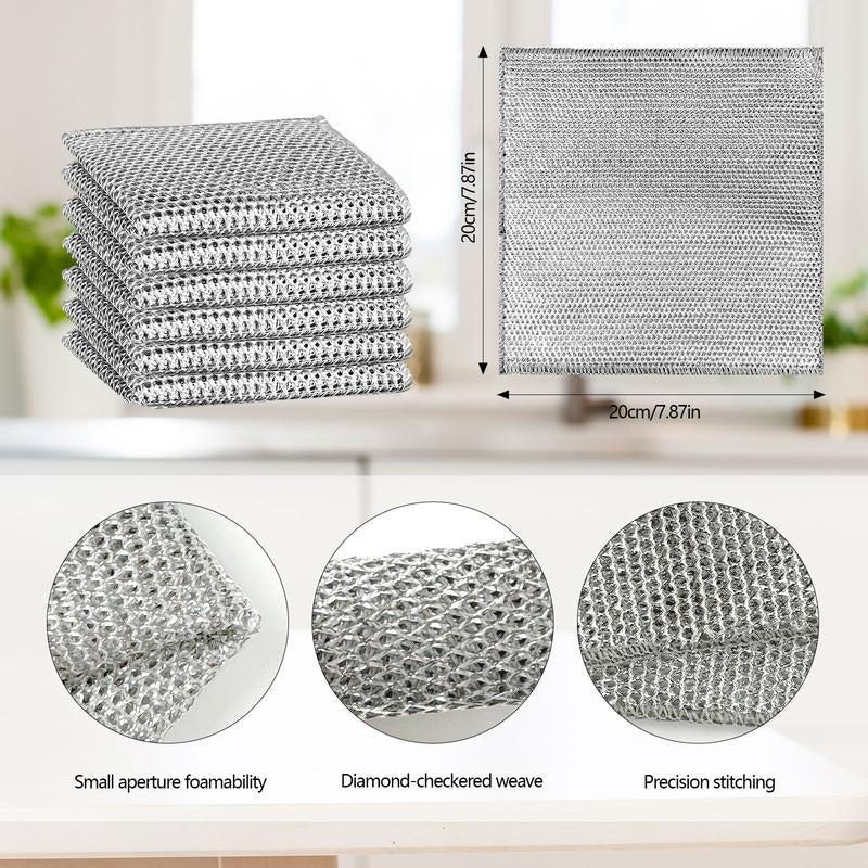 Multipurpose Wire Miracle Cleaning Cloths, Wire Dishwashing Rags, 2024 New Scrubbing Wire Dishwashing Rags Non-Scratch Kitchen Wire Dishcloth, Premium Metal Wire Dishwashing Cloths Scrubs Cleans for Dishes